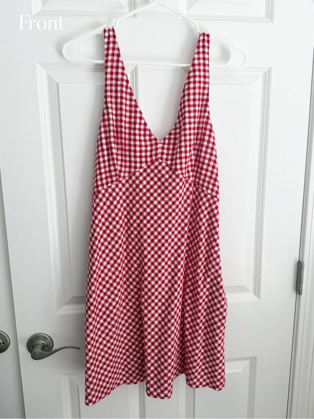 SOLD Abercrombie Red Gingham Linen Mini Dress - Picture 3 of 8